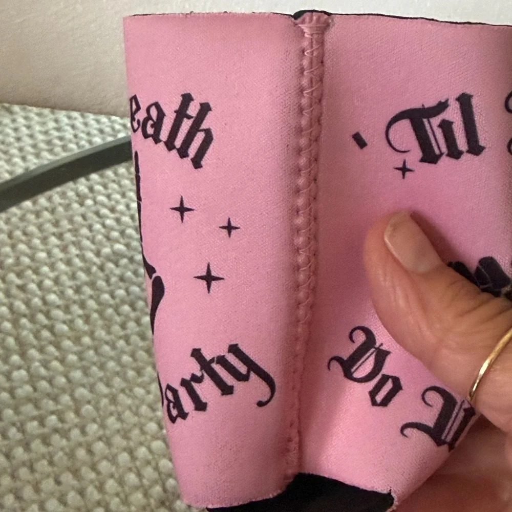 Pink Gothic Skeleton Party Drink Koozie